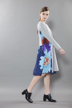 facette*30 フラワー切替えフレアTワンピ　　(2015aw-002)