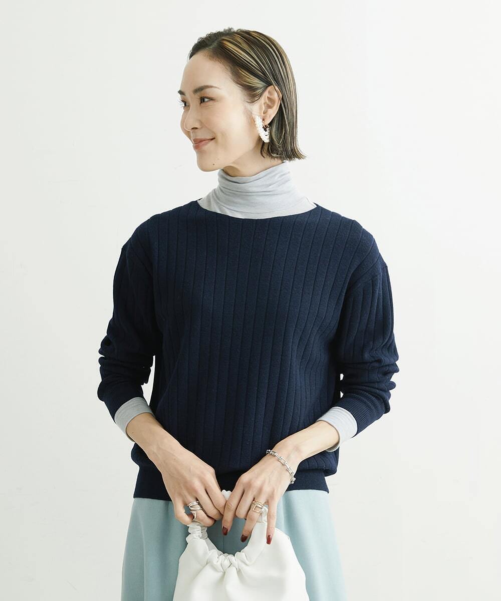 Michel Klein [ドラマ着用]ワイドリブボートネックニット
