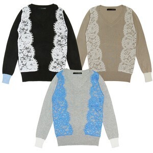 Adonisis 3-TONE Raschel Lace Knit Top 160133