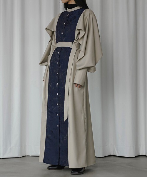 Ezick Jacquard line シャツドレス