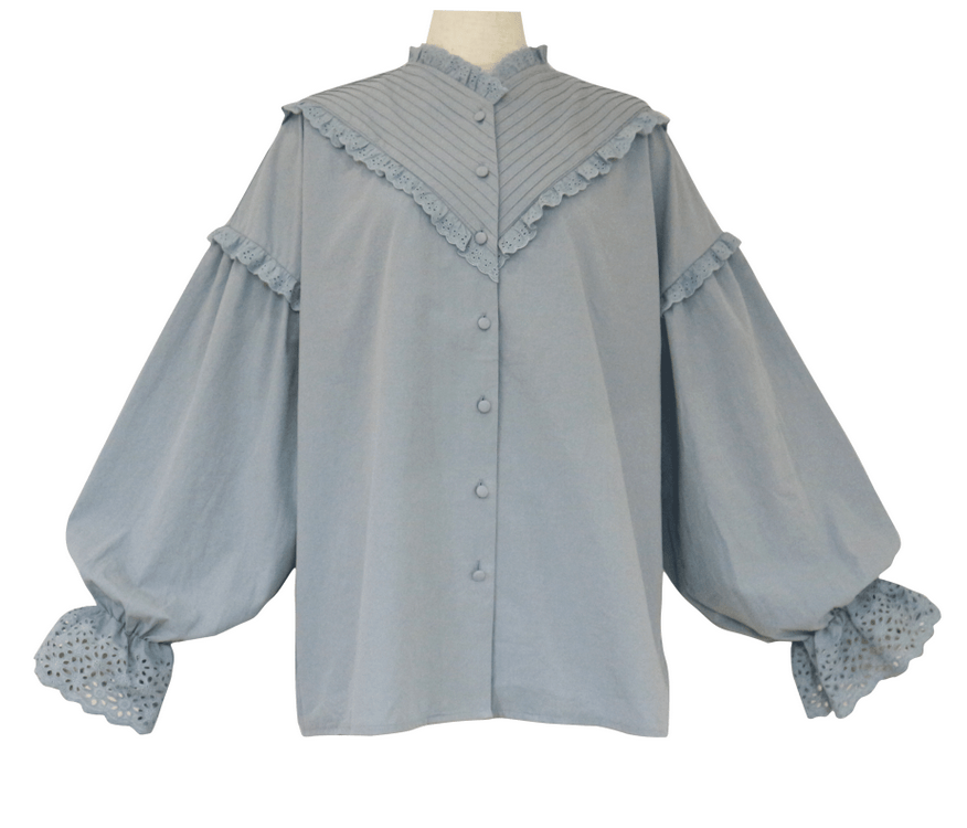 BayBee pin tuck cutwork blouse(sora)