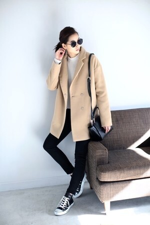 AZUL by moussy T/Rダブルフェイスコクーンチェスターコート
