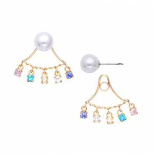 VERITE バックチャーム&アコヤパールピアス (ブルー系)