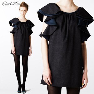 Black Mouton 【55292】Black Mouton / デニムラッフルドレス