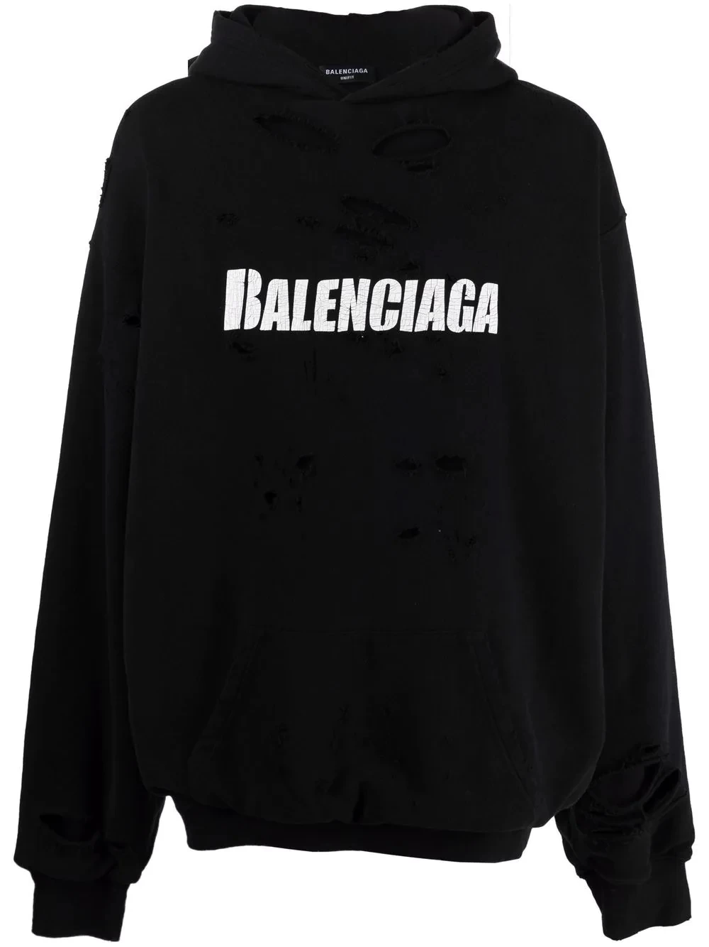 Balenciaga logo-print distressed pullover hoodie