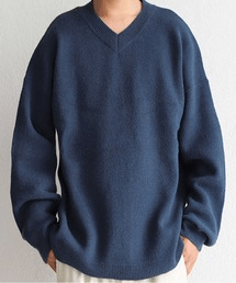 antiqua ★Vネックニット ニット トップス メンズ 長袖 ゆったり・za-00075