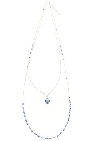AZUL by moussy オーバルビーズ2連ロングネックレス