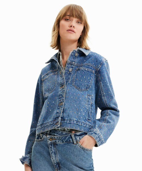 Desigual スタッズ デニムトラッカージャケット