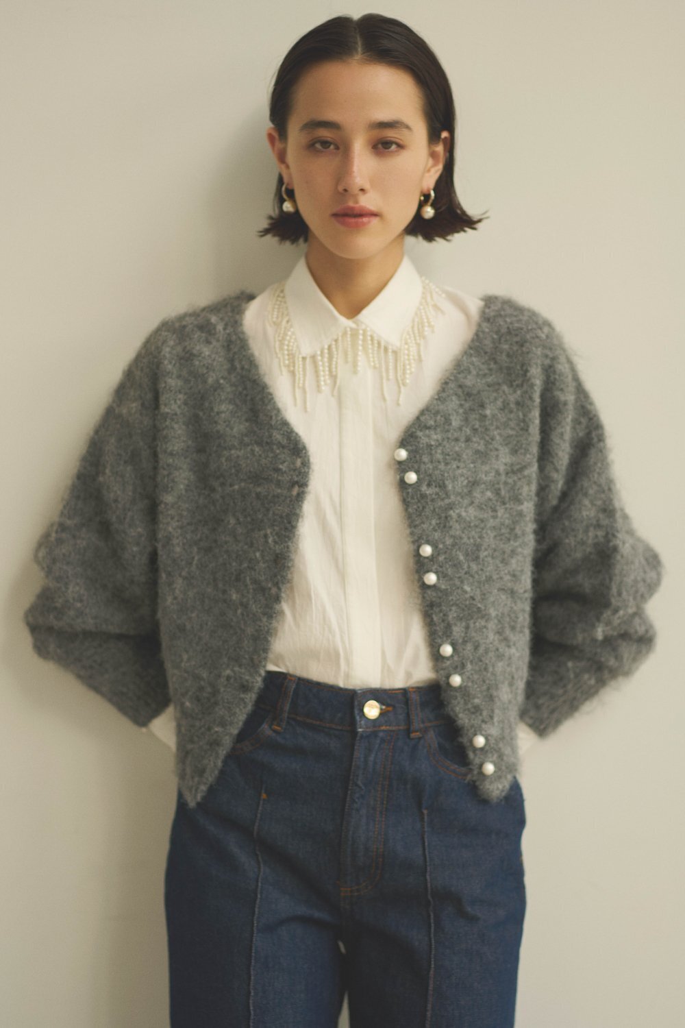 Hdxuly, Sustainable Cardigan×Pearl Shirt