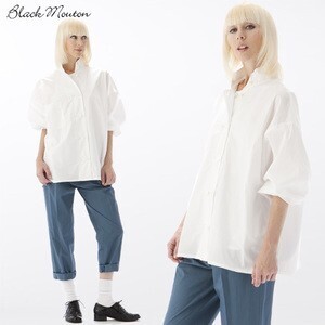 Black Mouton スタンドカラービッグシャツ（85103）002 WHITE
