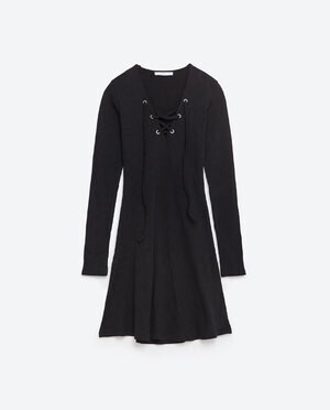 ZARA フロントに紐ディテール付きワンピース