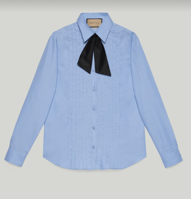 Gucci プリーツ付き オックスフォードコットン シャツ