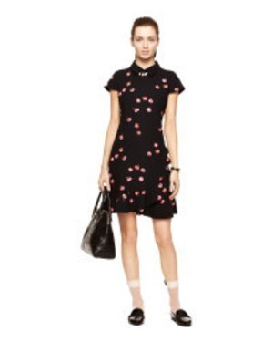 kate spade new york Black Falling Florals Ruffle Dress
