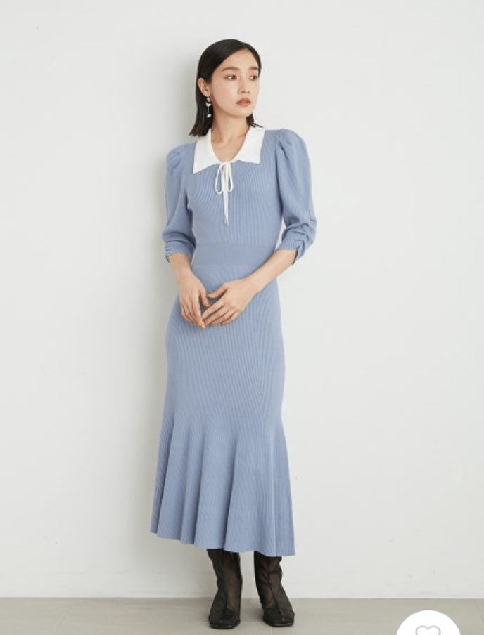 Lily Brown カラーリブニットワンピース