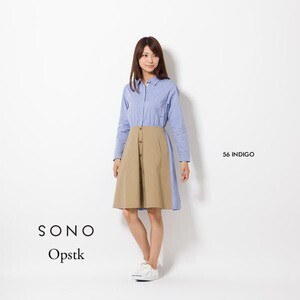 Sono 上下切り替え長袖シャツワンピ