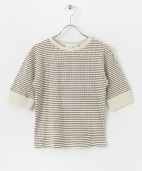 SENSE OF PLACE by URBAN RESEARCH クルーネックリンガーボーダーTシャツ(5分袖)