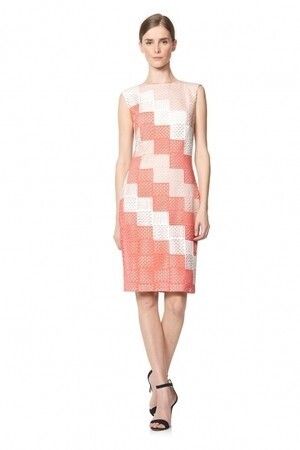 TADASHI SHOJI 刺し子パッチワーク風ドレス