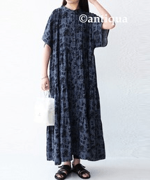 antiqua 花柄 ティアードワンピース ワンピース レディース・py-00600
