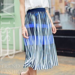 Miss R 【sk267】ライン入り　ZIP付き　ロング丈シフォンギャザースカート