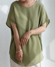 antiqua シアードルマントップス レディース トップス 半袖 ドルマン・pw-00009