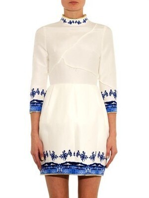 UNDERCOVER FW2014 Printed cotton and silk-blend dress
