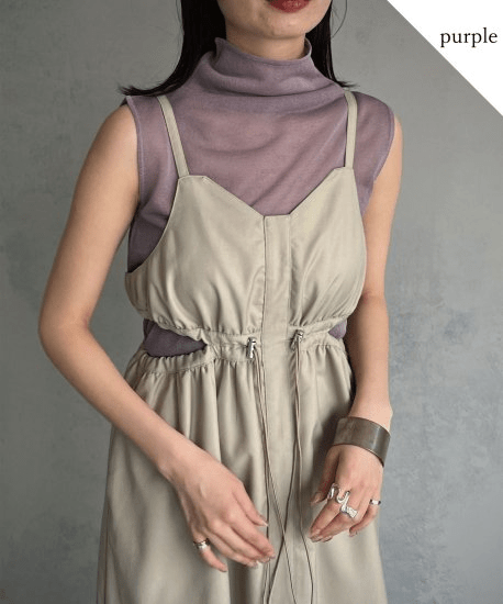 &g’aime High neck sheer tops/986-62007