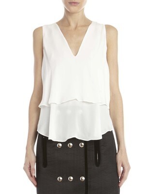 DEREK LAM 10 CROSBY Silk Tier V-Neck Top
