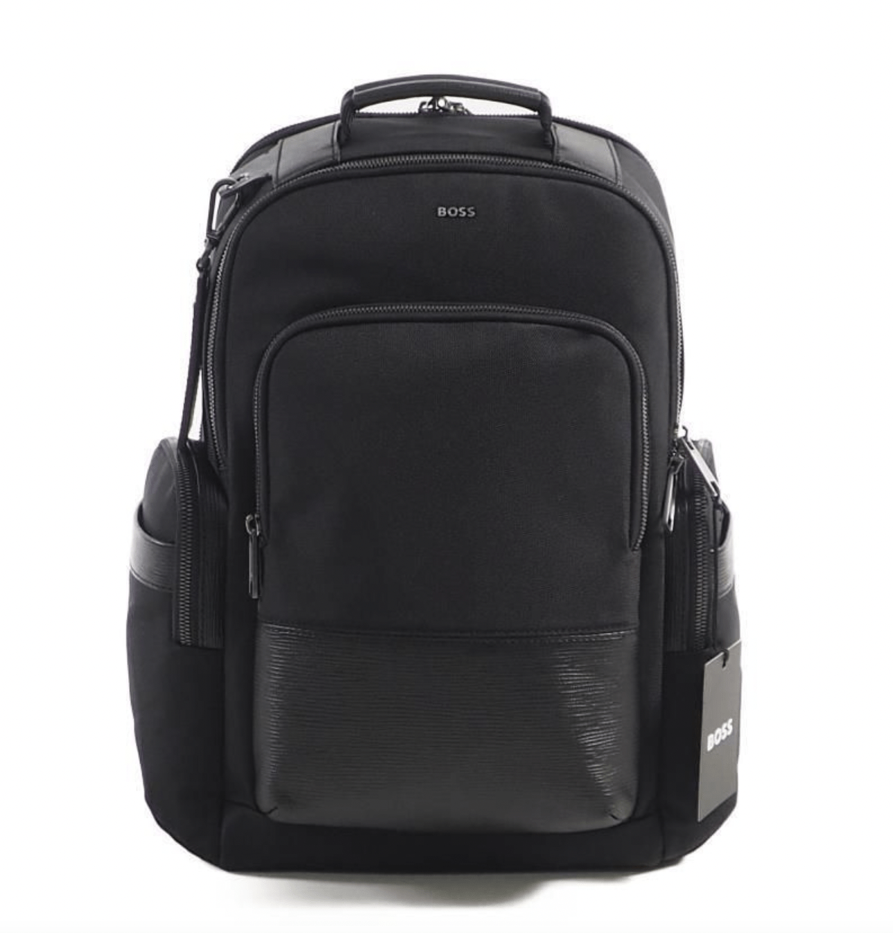 HUGO BOSS ストラクチャードナイロン バックパック フェイクレザートリム
