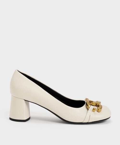 CHARLES & KEITH チャンキー メタリックアクセントパンプス