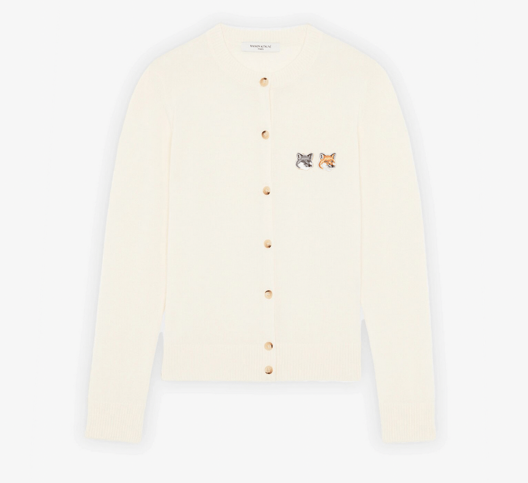 MAISON KITSUNE メゾン キツネ ダブルフォックスヘッド パッチ Rネック カーディガン