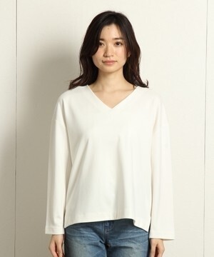 Andemiu ポンチＶネックロングスリーブプルオーバー