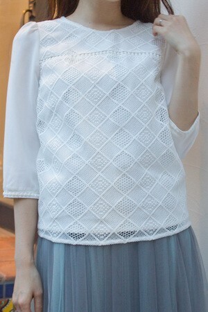 bread n butter 《SALE》レースミックスブラウス
