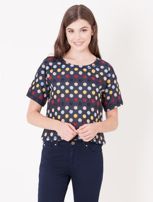 MAX & Co. T-shirt in polka-dot jacquard taffeta