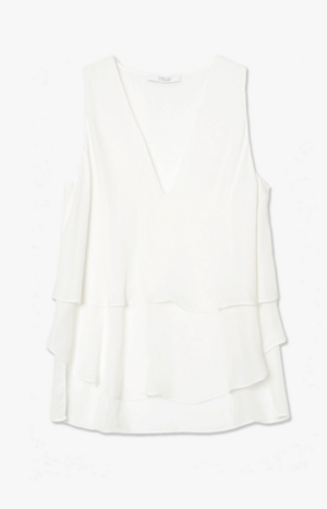 DEREK LAM 10 CROSBY Tiered V-Neck Top