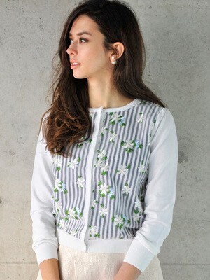 Chesty Stripe×Flower Cardigan