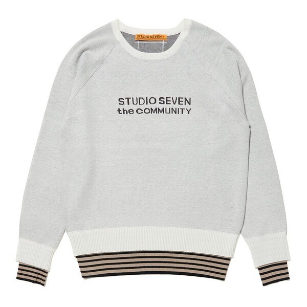 STUDIO SEVEN Double Layer Border Hem Crew Knit