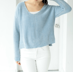 AZUL by moussy 5G片畦寄せ目インディゴニットプルオーバー