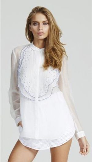Alice McCall ホワイト水色ドットフリルブラウス