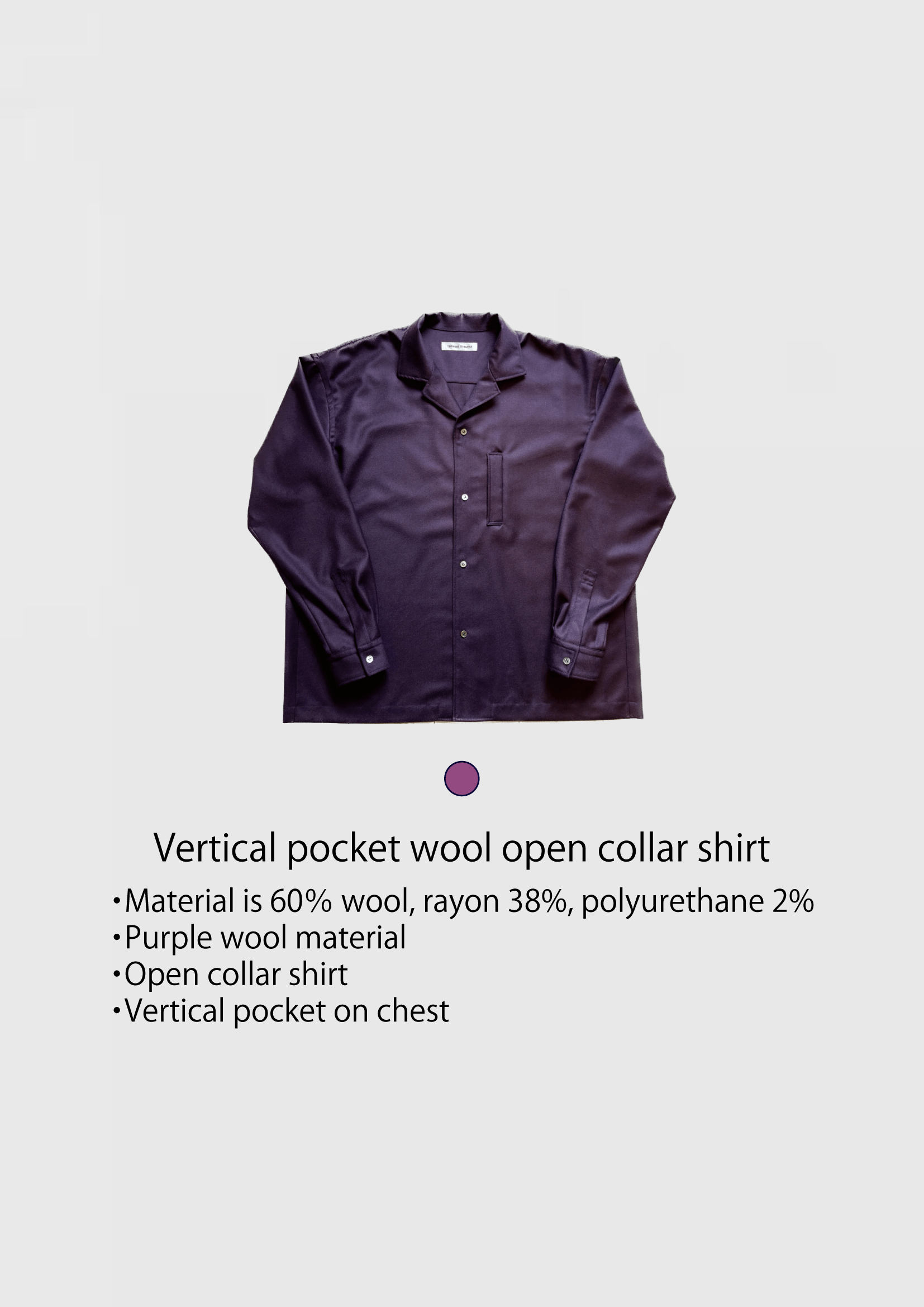 TAKAHIRO ISHIKAWA Vertical pocket wool open collar shirt