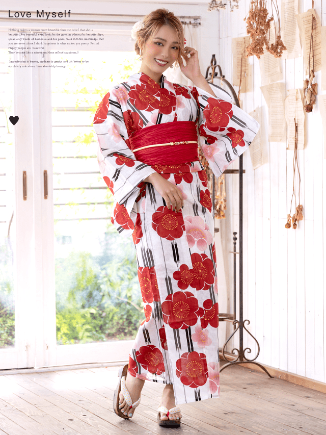 Mydress 【浴衣セット】小物が選べる!矢羽根に梅文様ゆかた2点セット