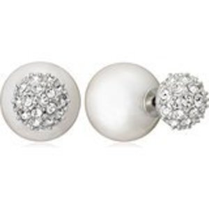 Plus Vendome グレーパール キャッチ パヴェ ピアス PVNA5700