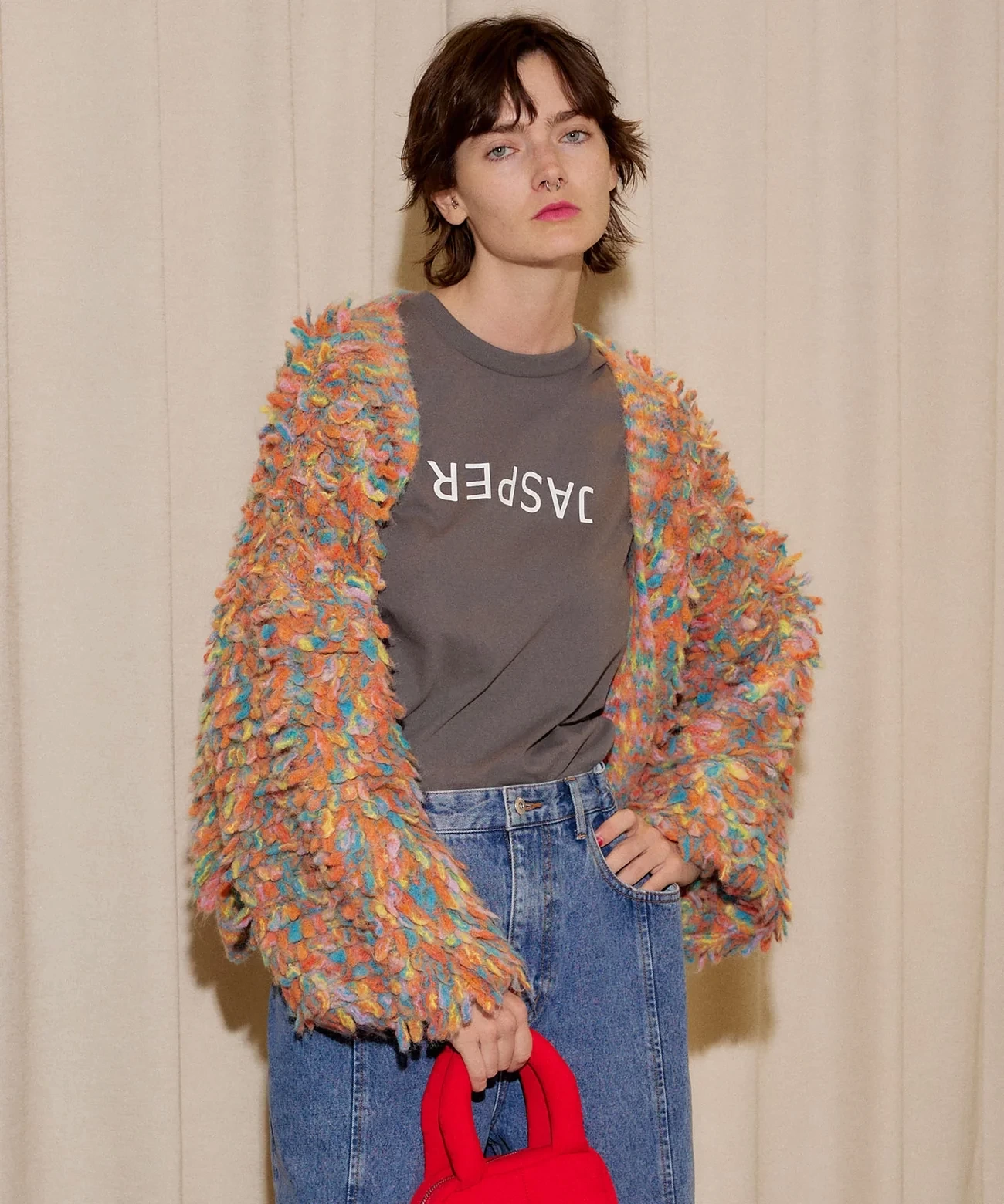 MAISON SPECIAL Splashed Pattern Loop Knit Cardigan/かすりループニットカーディガン