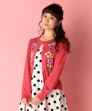 DOLLY GIRL BY ANNA SUI フラワーリボンエンブロイダリー カーディガン
