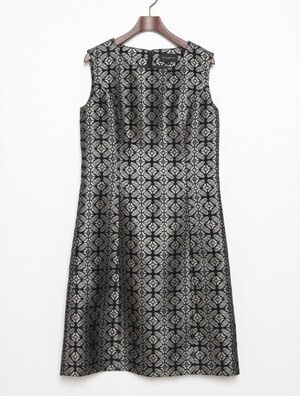 TALBOTS ノースリーブラメジャカードワンピース