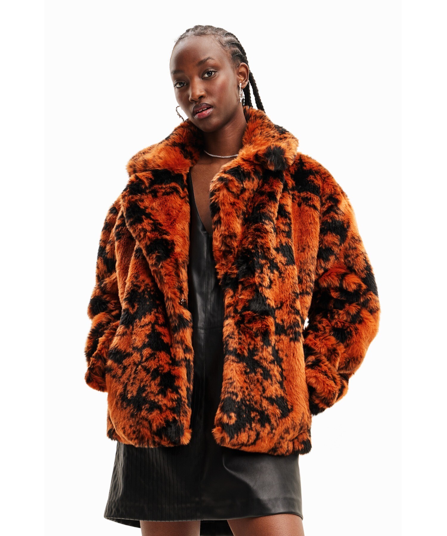 Desigual エコファー クロスショートコート