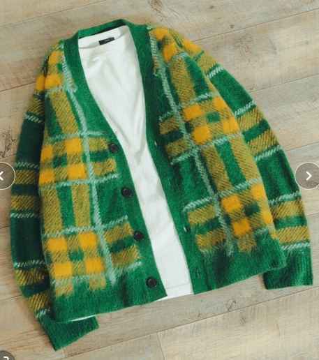 ITEMS URBANRESEARCH ウォッシャブル シャギーチェック カーディガン