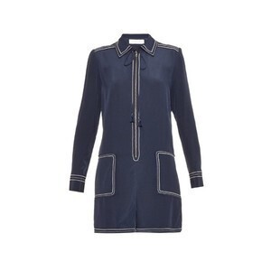 SEE BY CHLOE Contrast-trim zip-front playsuit Navy