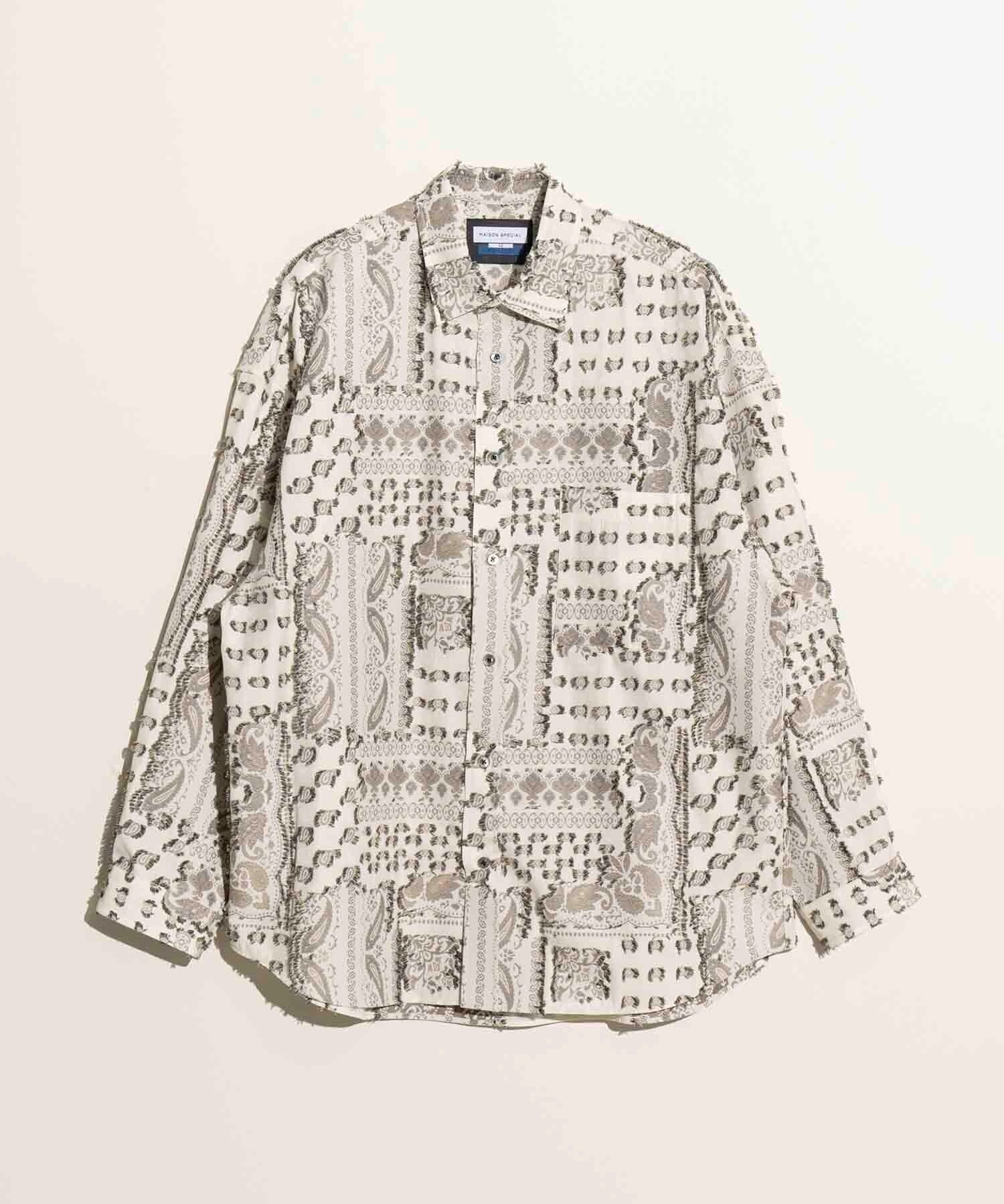 MAISON SPECIAL Prime-Over Damask Cut Jacquard Shirt