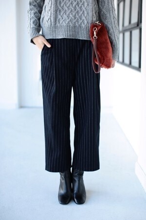 AZUL by moussy 《SALE》ストライプセンタープレスワイドパンツ