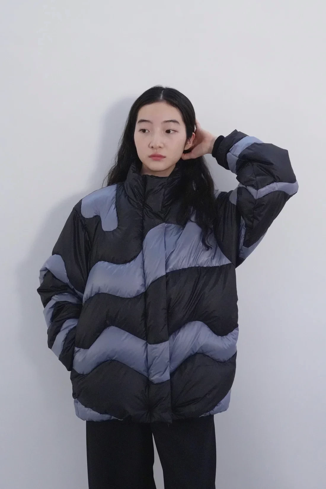 Uenui wave bicolor down jacket
